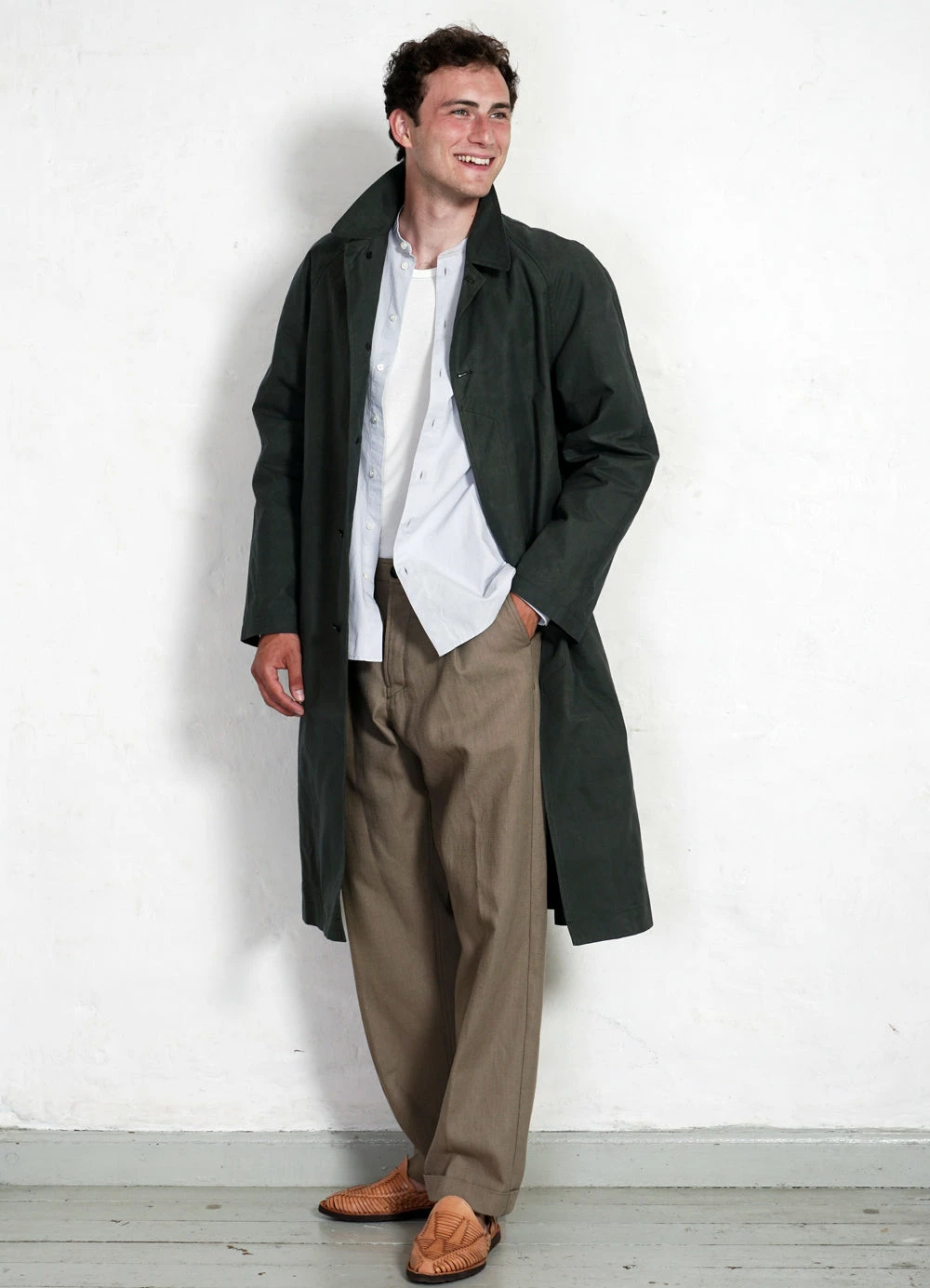 HANSEN GARMENTS MORTEN | Long Windbreaker Coat | Dark Sage 11 HANSEN GARMENTS MORTEN | Long Windbreaker Coat | Dark Sage - Image 9