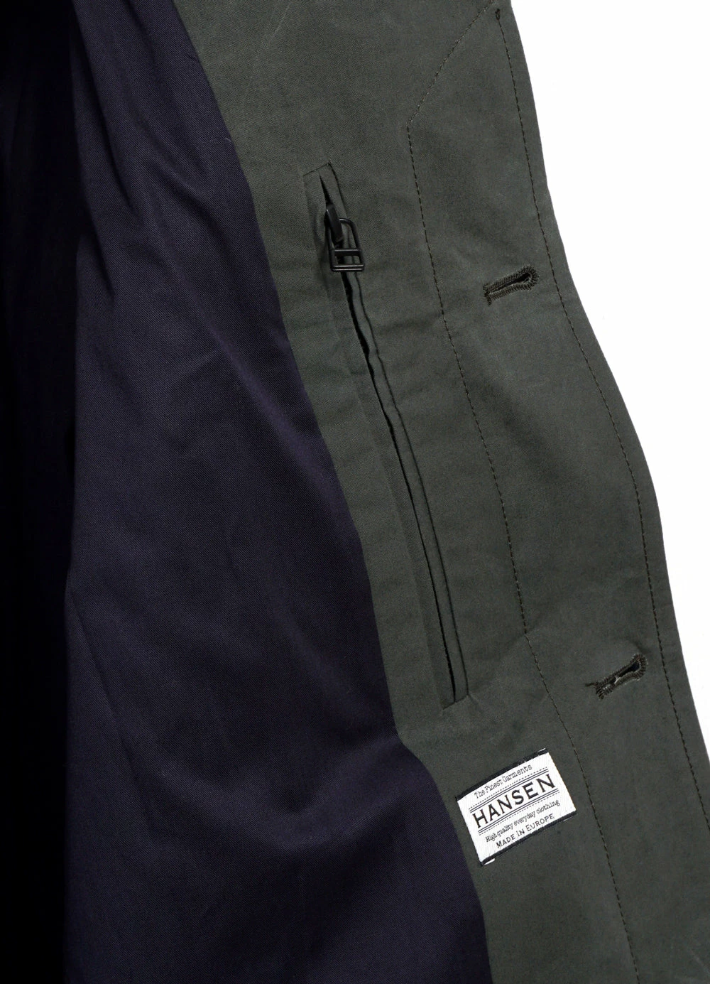 HANSEN GARMENTS MORTEN | Long Windbreaker Coat | Dark Sage 9 HANSEN GARMENTS MORTEN | Long Windbreaker Coat | Dark Sage - Image 7