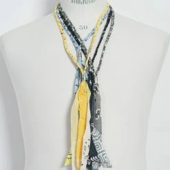 KAPITAL BANDANA NECKLACE | Gauze Fringe Necklace | Black -HANSEN SHOP EK 1061 Bandana Fringe Necklace 1