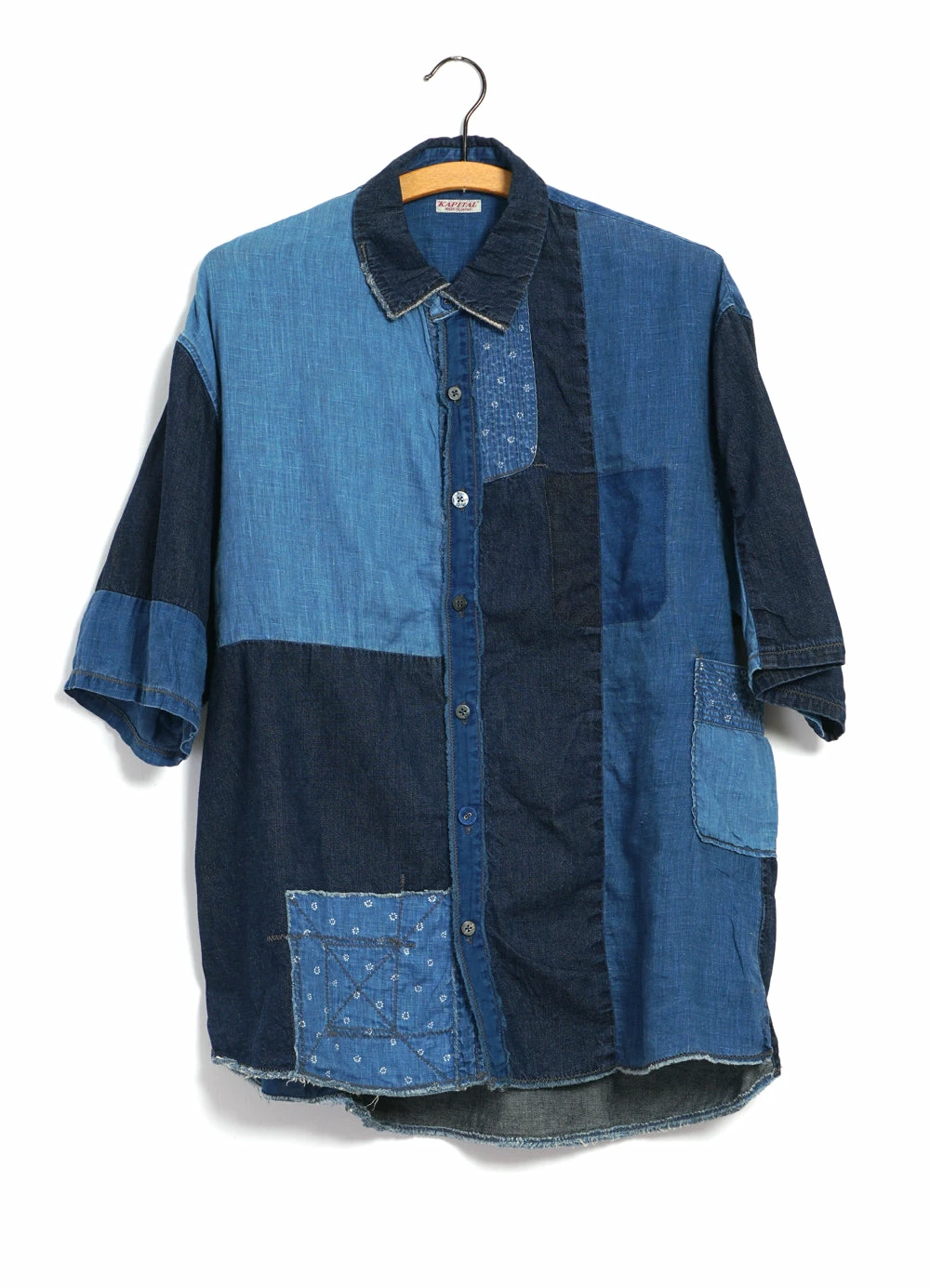 KAPITAL KATMANDU | Short Sleeve Patchwork Shirt | Indigo 3 KAPITAL KATMANDU | Short Sleeve Patchwork Shirt | Indigo