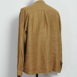 KAPITAL PENNY SHIRT | Gauze Linen Herringbone Shirt | Gold -HANSEN SHOP EK 598 Gauze Linen Herringbone Stand Penny Shirt 3