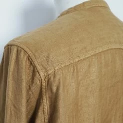 KAPITAL PENNY SHIRT | Gauze Linen Herringbone Shirt | Gold -HANSEN SHOP EK 598 Gauze Linen Herringbone Stand Penny Shirt 4