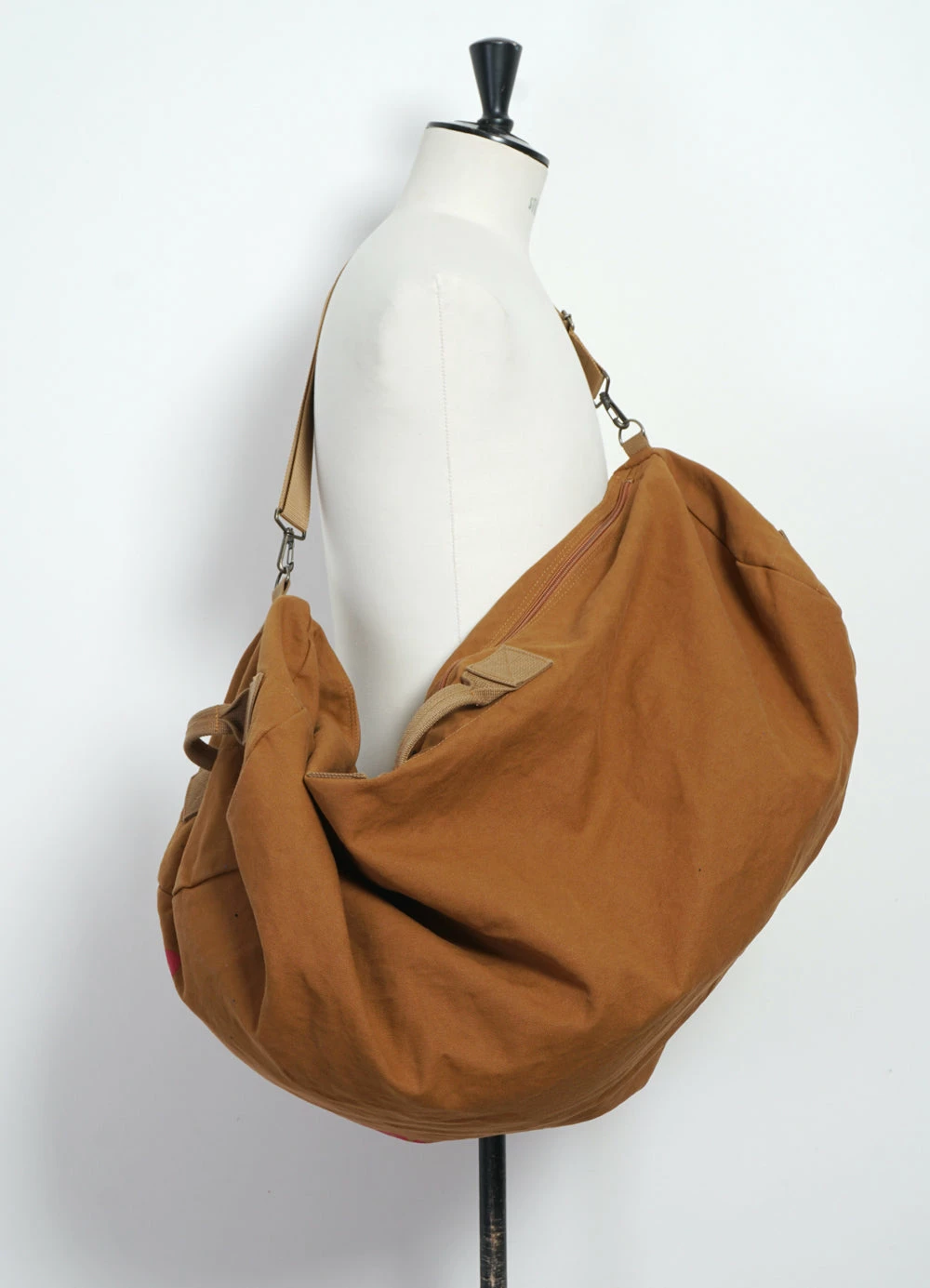 KAPITAL DENIM REPAIR SERVICE | Large Boston Bag | Camel 5 KAPITAL DENIM REPAIR SERVICE | Large Boston Bag | Camel - Image 3