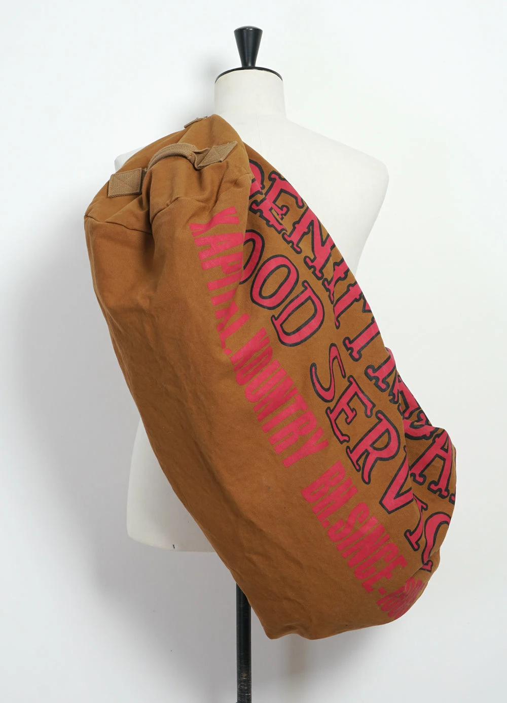 KAPITAL DENIM REPAIR SERVICE | Large Boston Bag | Camel 7 KAPITAL DENIM REPAIR SERVICE | Large Boston Bag | Camel - Image 5