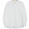HANSEN GARMENTS ANTE | Collarless Shirt With Chest Pocket | White
