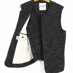 HANSEN GARMENTS BEN | Crew Neck Waistcoat | Black Hemp -HANSEN SHOP ben crew neck waistcoat black hemp hansen garments 469115