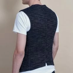 HANSEN GARMENTS BEN | Crew Neck Waistcoat | Black Hemp -HANSEN SHOP ben crew neck waistcoat black hemp hansen garments 777943