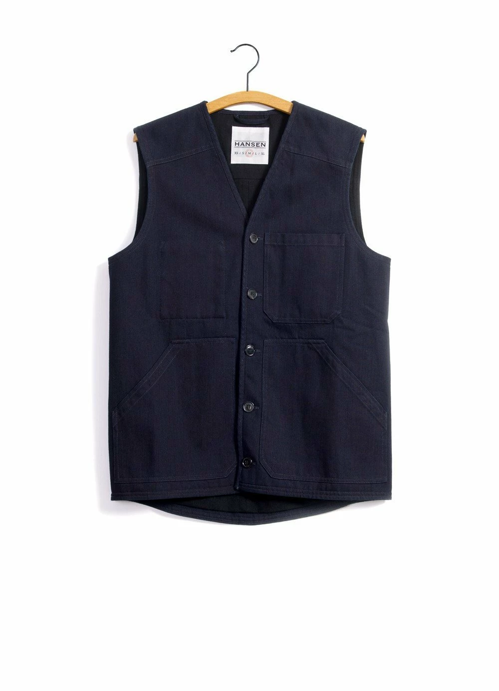 HANSEN GARMENTS BERNT | Wool Lined Work Vest | Black Indigo 3 HANSEN GARMENTS BERNT | Wool Lined Work Vest | Black Indigo