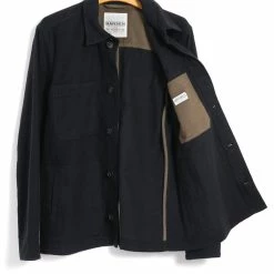 HANSEN GARMENTS BERTRAM | Refined Work Jacket | Dark Bluegrey -HANSEN SHOP bertram refined work jacket dark bluegrey hansen garments 348689