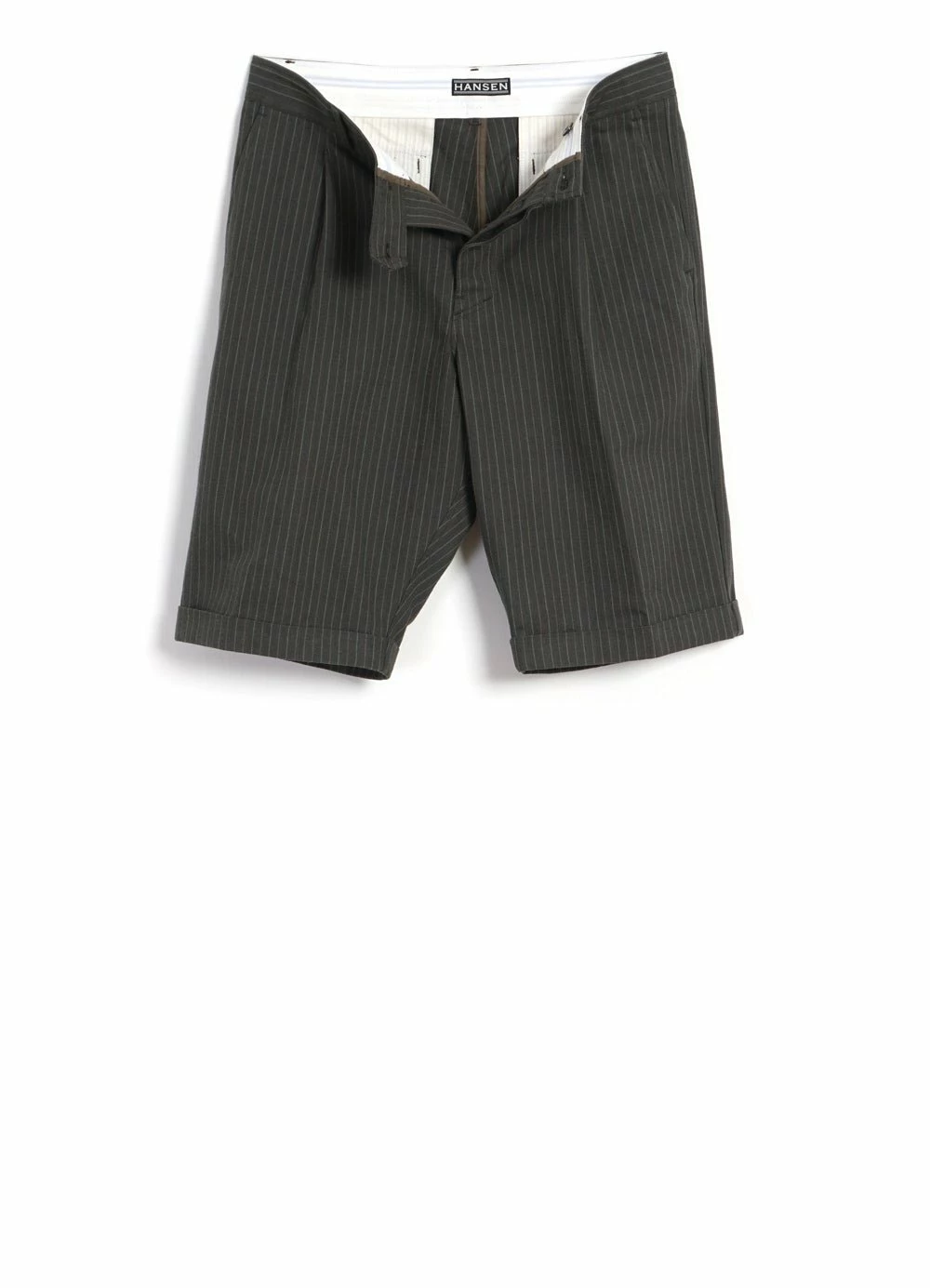 HANSEN GARMENTS BIRK | Single Pleated Shorts | Khaki Pin 7 HANSEN GARMENTS BIRK | Single Pleated Shorts | Khaki Pin - Image 5