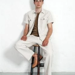 HANSEN GARMENTS BOBBY | Super Wide Pleated Trousers | Flax Nature -HANSEN SHOP bobby super wide pleated trousers flax nature hansen garments 685257