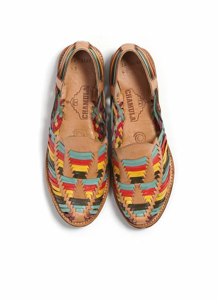 Chamula Cancun Leather Huarache | Slip On Vegetable Tanned Sandals | Multi 3 Chamula Cancun Leather Huarache | Slip On Vegetable Tanned Sandals | Multi