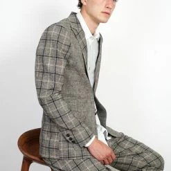 HANSEN GARMENTS CHRISTOFFER | Two Button Blazer | Mixed Check -HANSEN SHOP christoffer two button blazer mixed check 871346