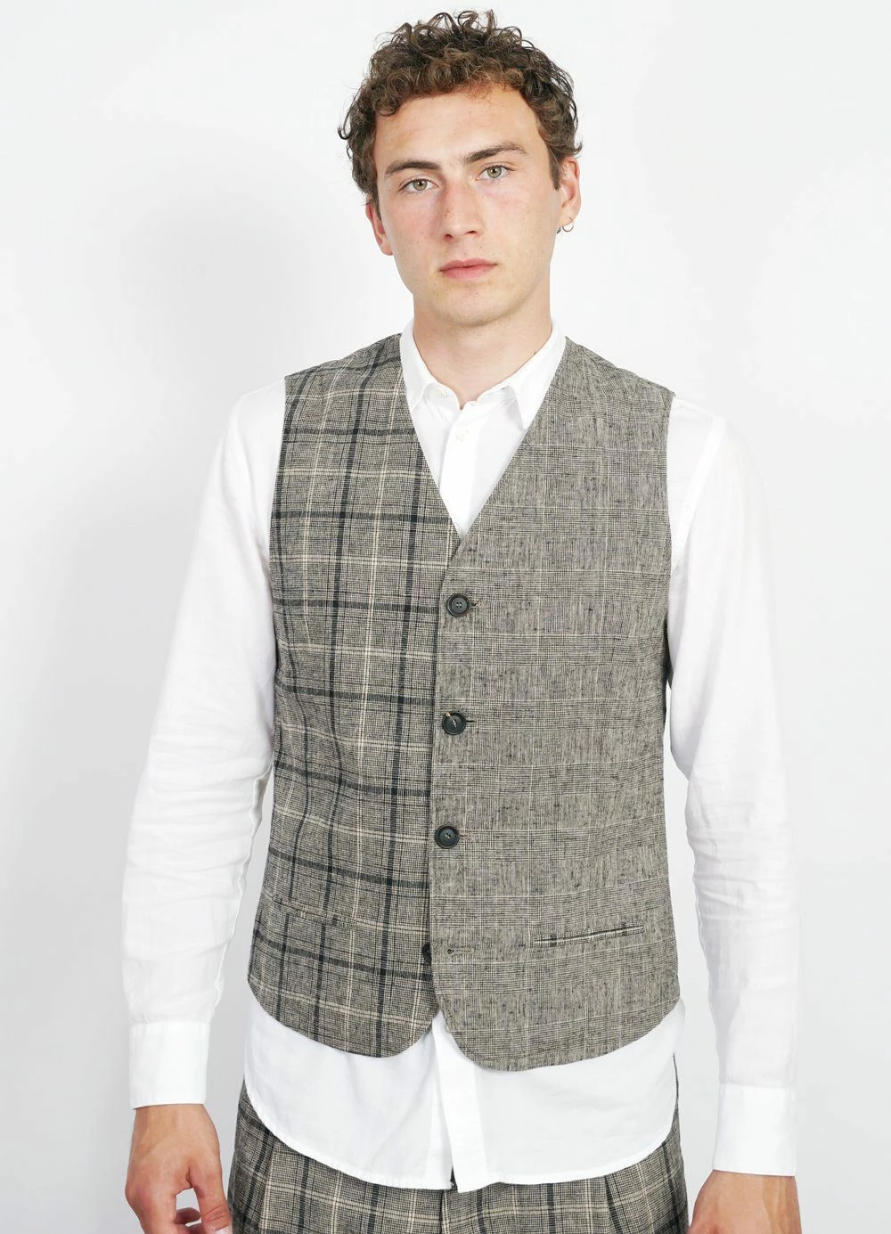 HANSEN GARMENTS DANIEL | Four Button Waistcoat | Mixed Check 4 HANSEN GARMENTS DANIEL | Four Button Waistcoat | Mixed Check - Image 2