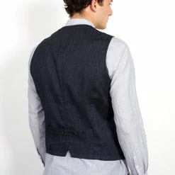 HANSEN GARMENTS DANIEL | Four Button Waistcoat | Navy Melange -HANSEN SHOP daniel four button waistcoat navy melange 188242