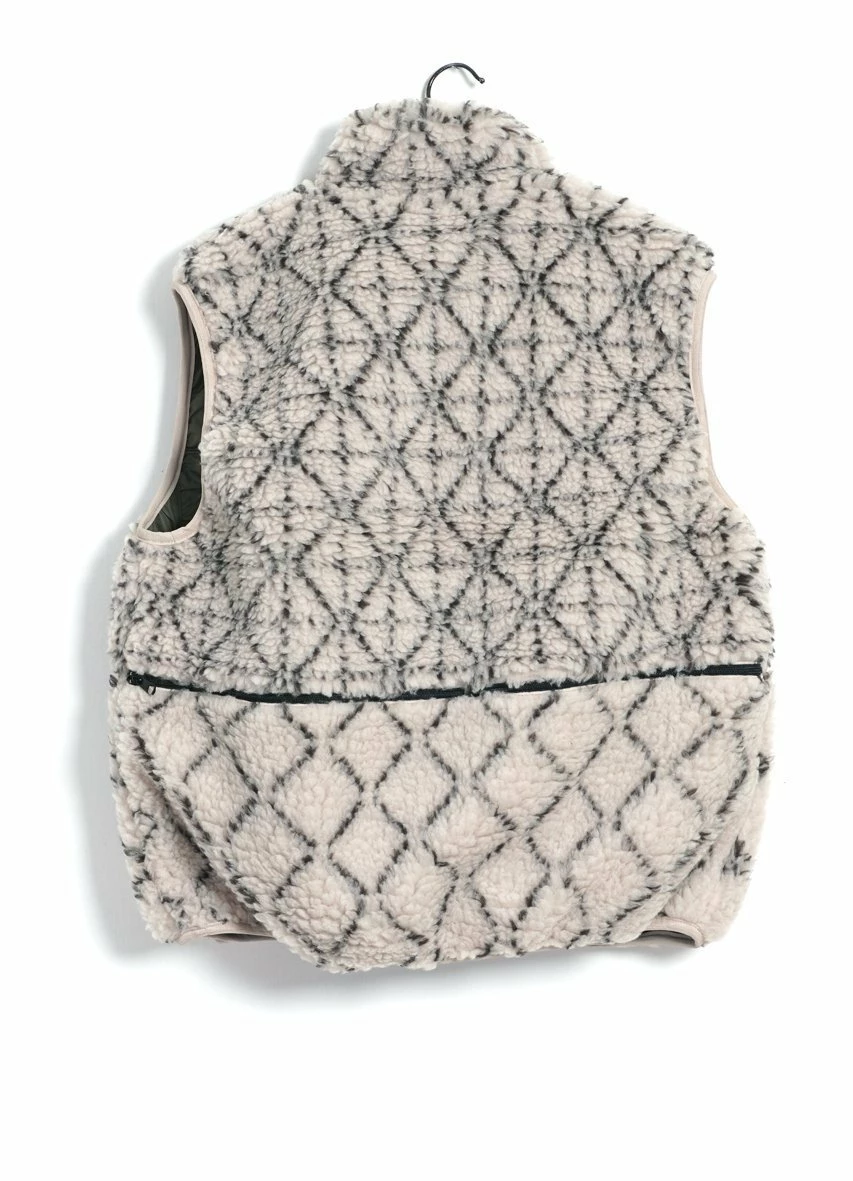 KAPITAL DO-GI SASHIKO | Boa Fleece Reversible Vest | Ecru 4 KAPITAL DO-GI SASHIKO | Boa Fleece Reversible Vest | Ecru - Image 2