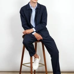 HANSEN GARMENTS EIGIL | Light Wide Cut Summer Trousers | Navy -HANSEN SHOP eigil light wide cut summer trousers navy 723371