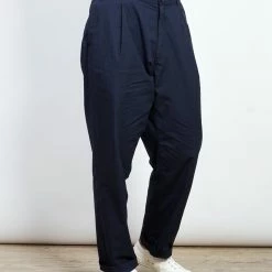 HANSEN GARMENTS EIGIL | Light Wide Cut Summer Trousers | Navy -HANSEN SHOP eigil light wide cut summer trousers navy 859158