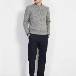 HANSEN GARMENTS FINN | Side Buckle Regular Trousers | Blue Pin -HANSEN SHOP finn side buckle regular trousers blue pin hansen garments 463638