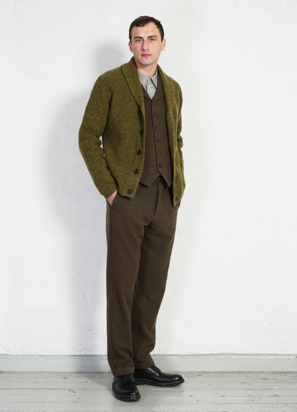 HANSEN GARMENTS FINN | Side Buckle Regular Trousers | Brown Herringbone 5 HANSEN GARMENTS FINN | Side Buckle Regular Trousers | Brown Herringbone - Image 3