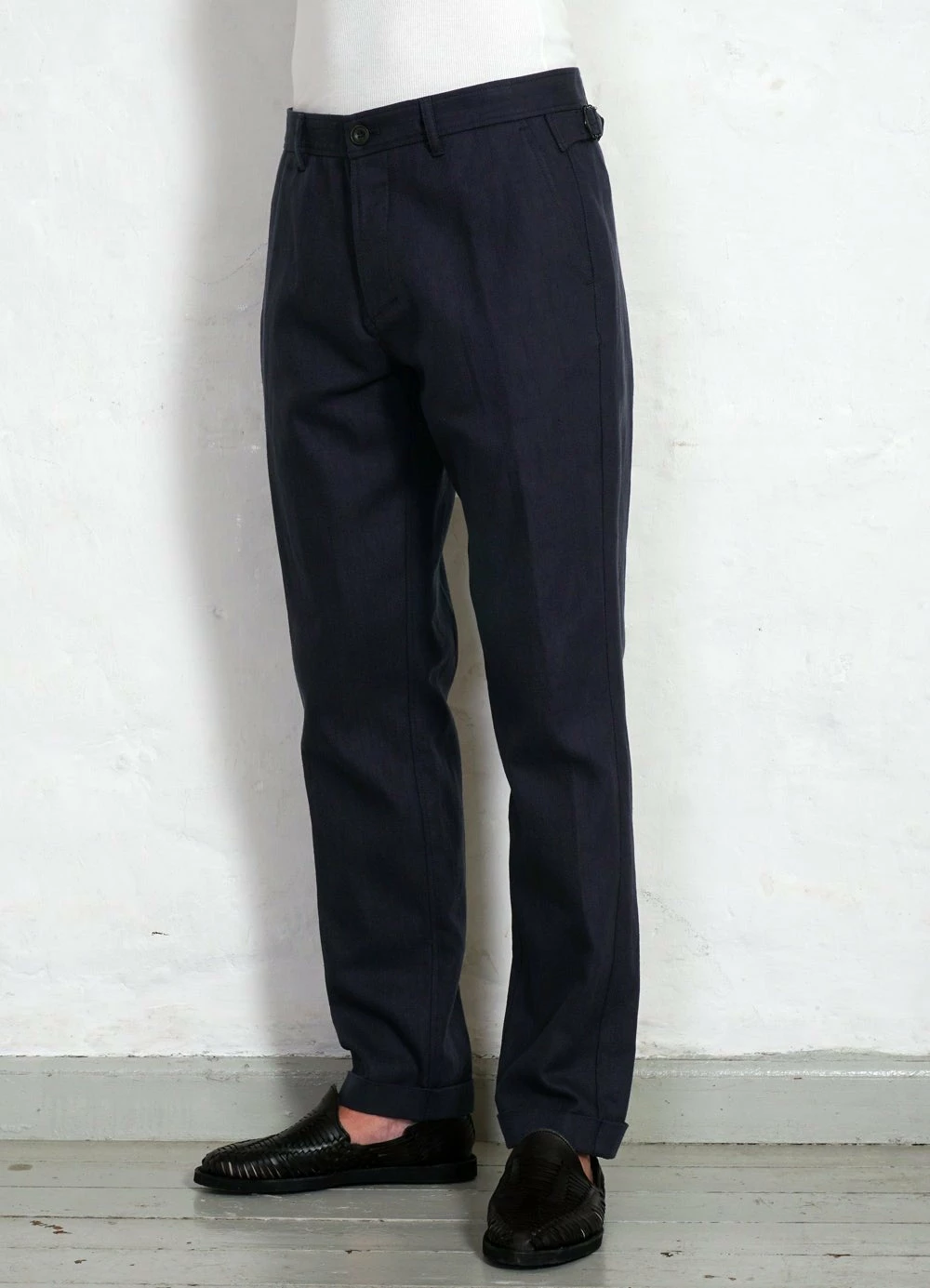 HANSEN GARMENTS FINN | Side Buckle Regular Trousers | Dark Blue 5 HANSEN GARMENTS FINN | Side Buckle Regular Trousers | Dark Blue - Image 3