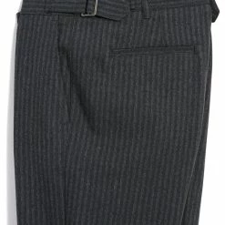 HANSEN GARMENTS FINN | Side Buckle Regular Trousers | Grey Pin -HANSEN SHOP finn side buckle regular trousers grey pin hansen garments 422915