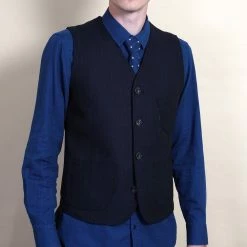 HANSEN GARMENTS HARALD | Casual Waistcoat | Indigo -HANSEN SHOP harald casual waistcoat indigo hansen garments 431354
