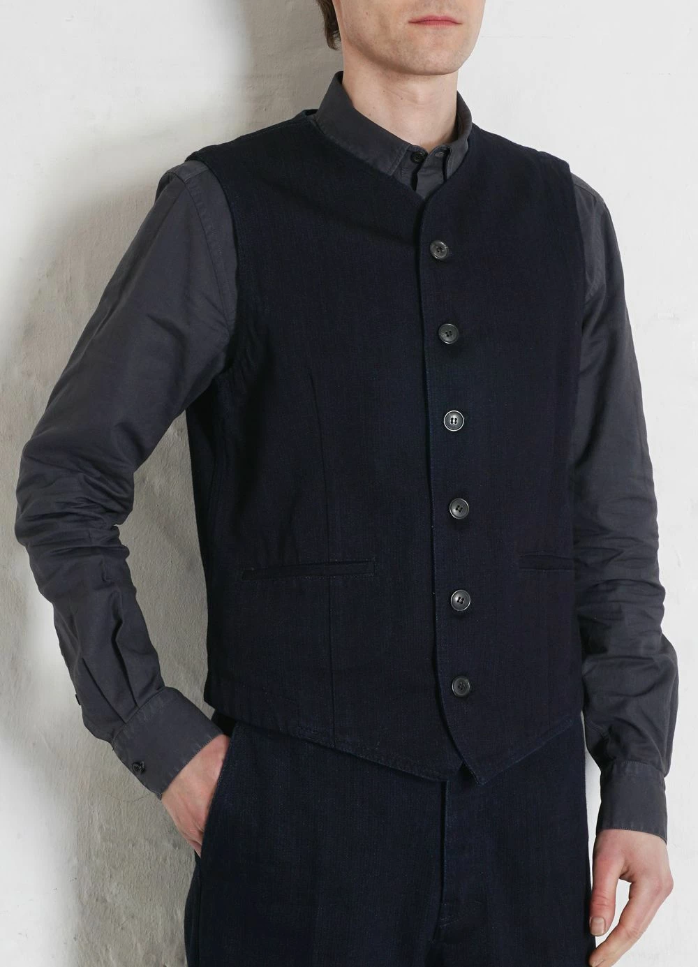 HANSEN GARMENTS KAJ | Casual Waistcoat | Black Indigo 4 HANSEN GARMENTS KAJ | Casual Waistcoat | Black Indigo - Image 2