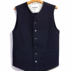 HANSEN GARMENTS KAJ | Casual Waistcoat | Black Indigo
