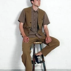 HANSEN GARMENTS KARLO | Wide Cut Utility Trousers | Khaki -HANSEN SHOP karlo wide cut utility trousers khaki hansen garments 307675