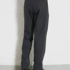 HANSEN GARMENTS KIAN | Cinch Back Wide Trousers | Grey Pin -HANSEN SHOP kian cinch back wide trousers grey pin hansen garments 401817