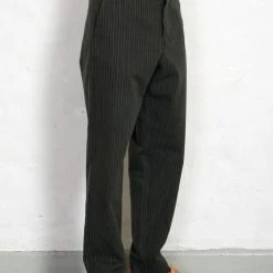 HANSEN GARMENTS KIAN | Cinch Back Wide Trousers | Khaki Pin -HANSEN SHOP kian cinch back wide trousers khaki pin hansen garments 392240