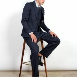 HANSEN GARMENTS KRISTIAN | Two Button Blazer | Navy Melange -HANSEN SHOP kristian two button blazer navy melange 733542