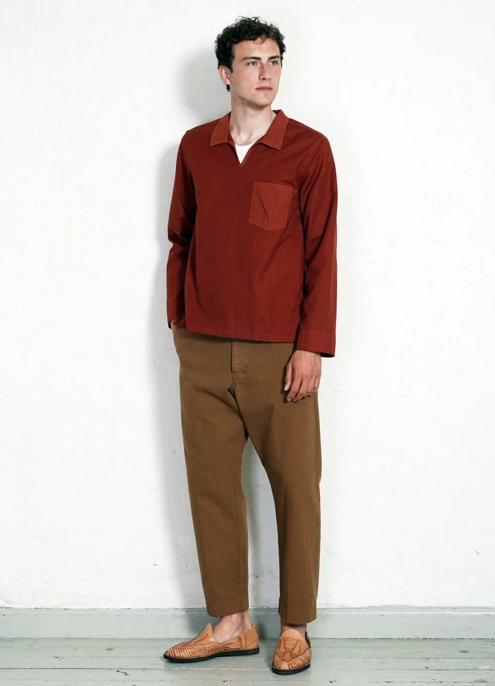 HANSEN GARMENTS MARIUS | Casual Pull On Shirt | Terracotta 4 HANSEN GARMENTS MARIUS | Casual Pull On Shirt | Terracotta - Image 2