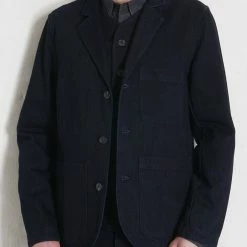 HANSEN GARMENTS NICOLAI | Informal 3-button Blazer | Black Indigo -HANSEN SHOP nicolai informal 3 button blazer black indigo hansen garments 689309