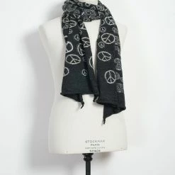 KAPITAL PEACE | Compressed Wool Scarf | Black -HANSEN SHOP peace compressed wool scarf black kapital 412063