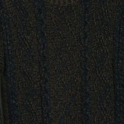 INIS MEÁIN PLATED BEACH SWEATER | Pima Cotton Knitwear | Brown/Navy -HANSEN SHOP plated beach sweater pima cotton knitwear brownnavy inis meain 633130