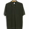 G.R.P POLO | Short Sleeve 2-Button Polo | Dark Green Black -HANSEN SHOP polo short sleeve 2 button polo dark green black grp 421123