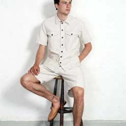 HANSEN GARMENTS ROBIN | Super Wide Pleated Shorts | Flax Nature -HANSEN SHOP robin super wide pleated shorts flax nature hansen garments 724811