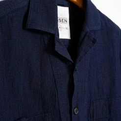HANSEN GARMENTS SAM | Casual Over Shirt | Waffle Indigo -HANSEN SHOP sam casual over shirt waffle indigo hansen garments 747165