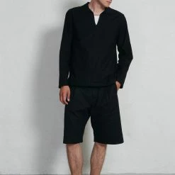 HANSEN GARMENTS MAGNE | Casual Pull-on Shirt | Black -HANSEN SHOP ss23 magne black robin raven 1