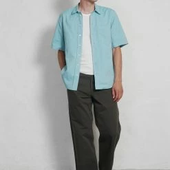 HANSEN GARMENTS REIDAR | Loose Fit Short Sleeve Shirt | Miami Green 9 HANSEN GARMENTS REIDAR | Loose Fit Short Sleeve Shirt | Miami Green -HANSEN SHOP ss23 reidar miami green keld dark moss 3