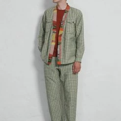 HANSEN GARMENTS TYGE | Wide Cut Cropped Trousers | Sashiko Green 9 HANSEN GARMENTS TYGE | Wide Cut Cropped Trousers | Sashiko Green -HANSEN SHOP ss23 remy tyge sashhiko green 1