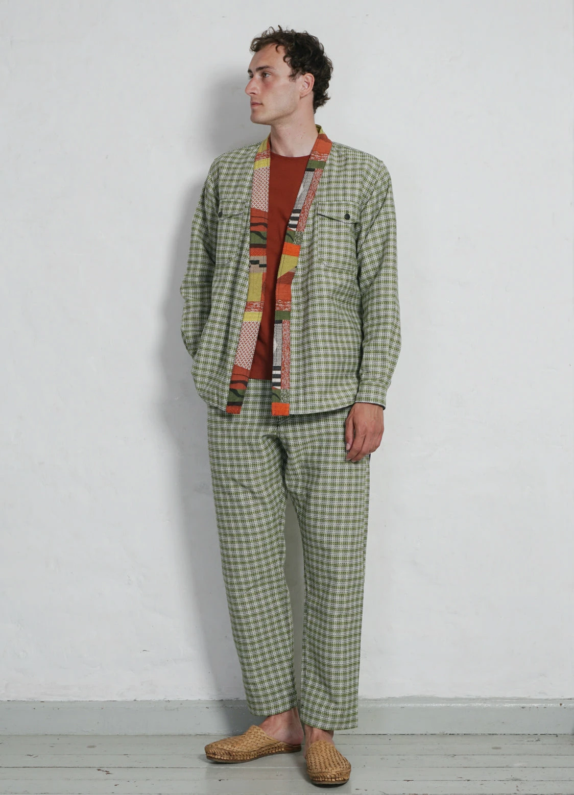 HANSEN GARMENTS TYGE | Wide Cut Cropped Trousers | Sashiko Green 6 HANSEN GARMENTS TYGE | Wide Cut Cropped Trousers | Sashiko Green - Image 4