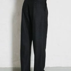 HANSEN GARMENTS SUNE | Pleated Wide Cut Trousers | Black Marble -HANSEN SHOP sune pleated wide cut trousers black marble hansen garments 979771