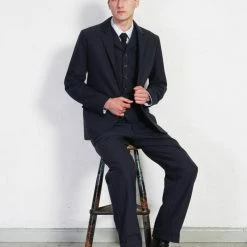 HANSEN GARMENTS SUNE | Pleated Wide Cut Trousers | Blue Pin 19 HANSEN GARMENTS SUNE | Pleated Wide Cut Trousers | Blue Pin -HANSEN SHOP sune pleated wide cut trousers blue pin hansen garments 116787