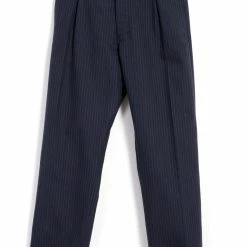 HANSEN GARMENTS SUNE | Pleated Wide Cut Trousers | Blue Pin