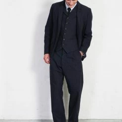 HANSEN GARMENTS SUNE | Pleated Wide Cut Trousers | Blue Pin 13 HANSEN GARMENTS SUNE | Pleated Wide Cut Trousers | Blue Pin -HANSEN SHOP sune pleated wide cut trousers blue pin hansen garments 914776