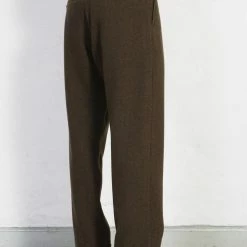 HANSEN GARMENTS SUNE | Pleated Wide Cut Trousers | Brown Herringbone -HANSEN SHOP sune pleated wide cut trousers brown herringbone hansen garments 814729