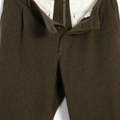 HANSEN GARMENTS SUNE | Pleated Wide Cut Trousers | Brown Herringbone -HANSEN SHOP sune pleated wide cut trousers brown herringbone hansen garments 820453